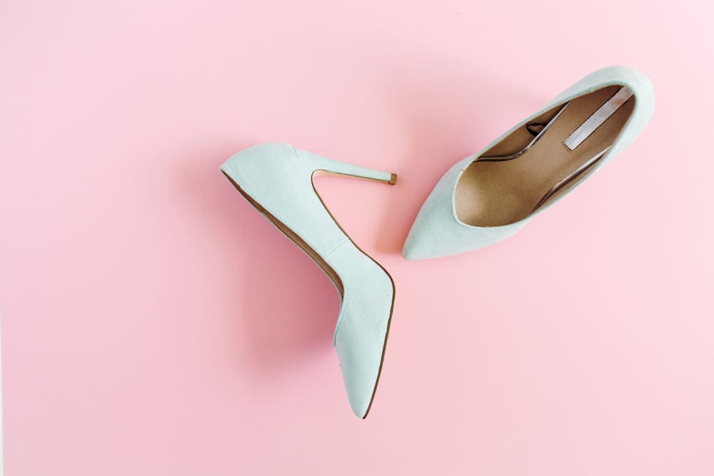 pastel heels shoes with green dress